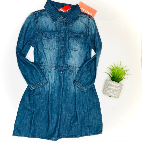 Joe Fresh Other - Joe Fresh NWT Dark Wash Chambray Denim Girls Dress